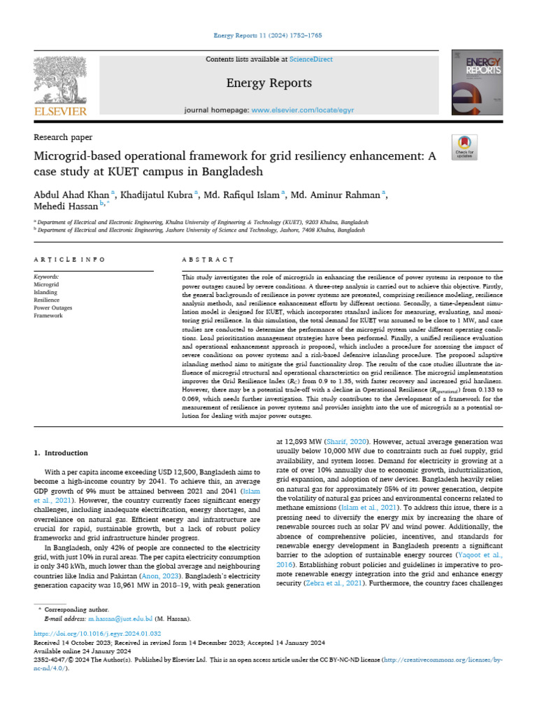 Microgrid Framework for Power Resilience | PDF | Distributed Generation ...