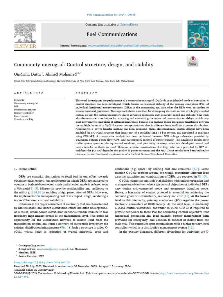 Community Microgrid: Control Structure, Design, and Stability | PDF ...