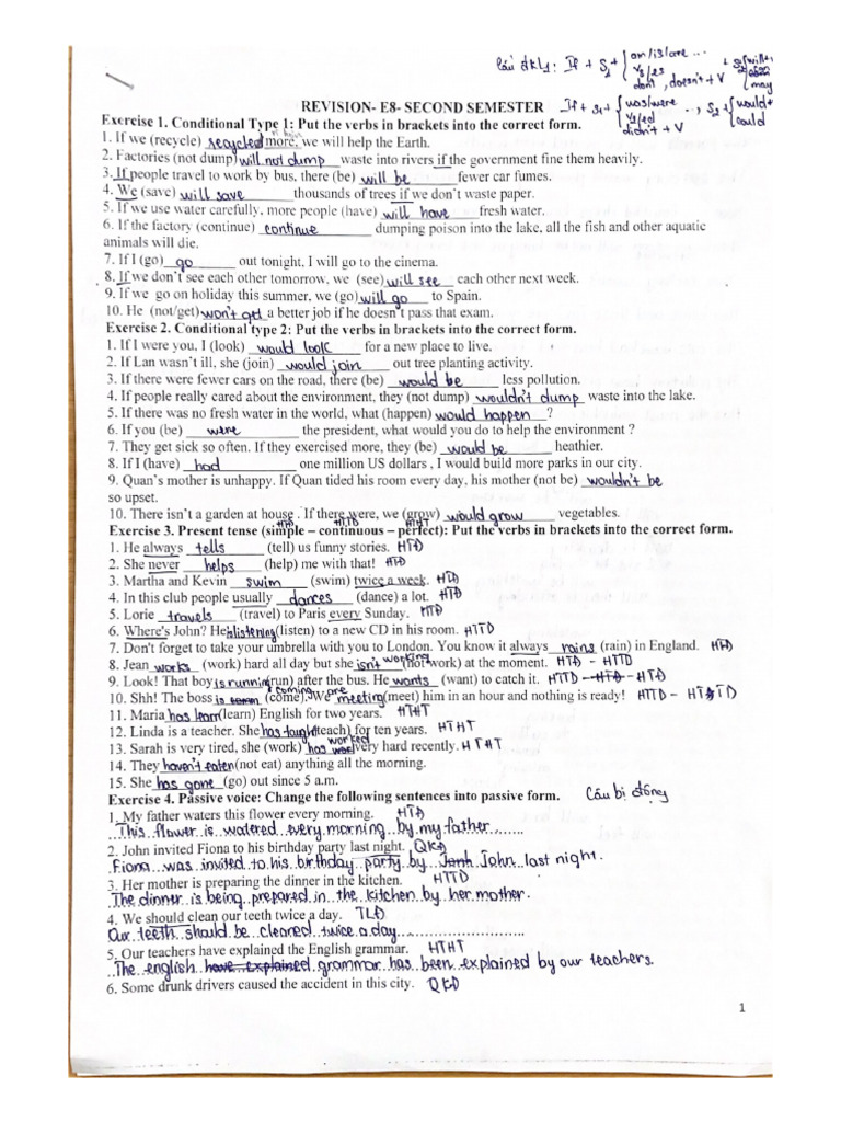 Exercise 1. Conditional Type 1 Put The Verbs in Brackets Into The ...