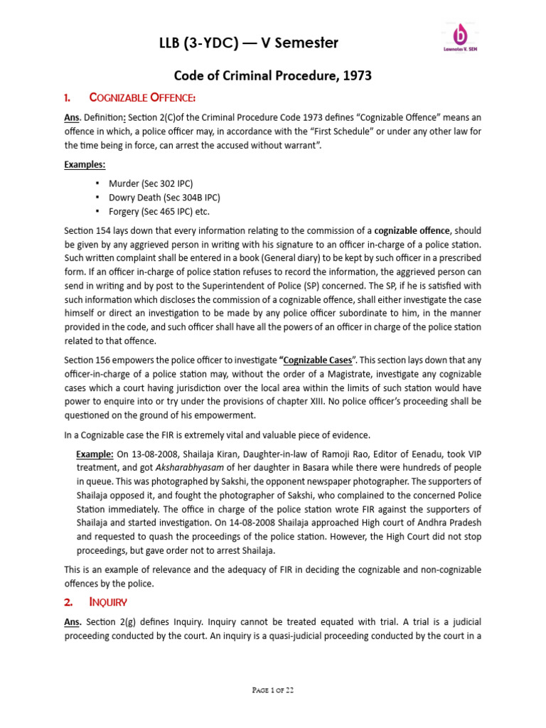 CR PC LawNotes PDF Bail Search Warrant