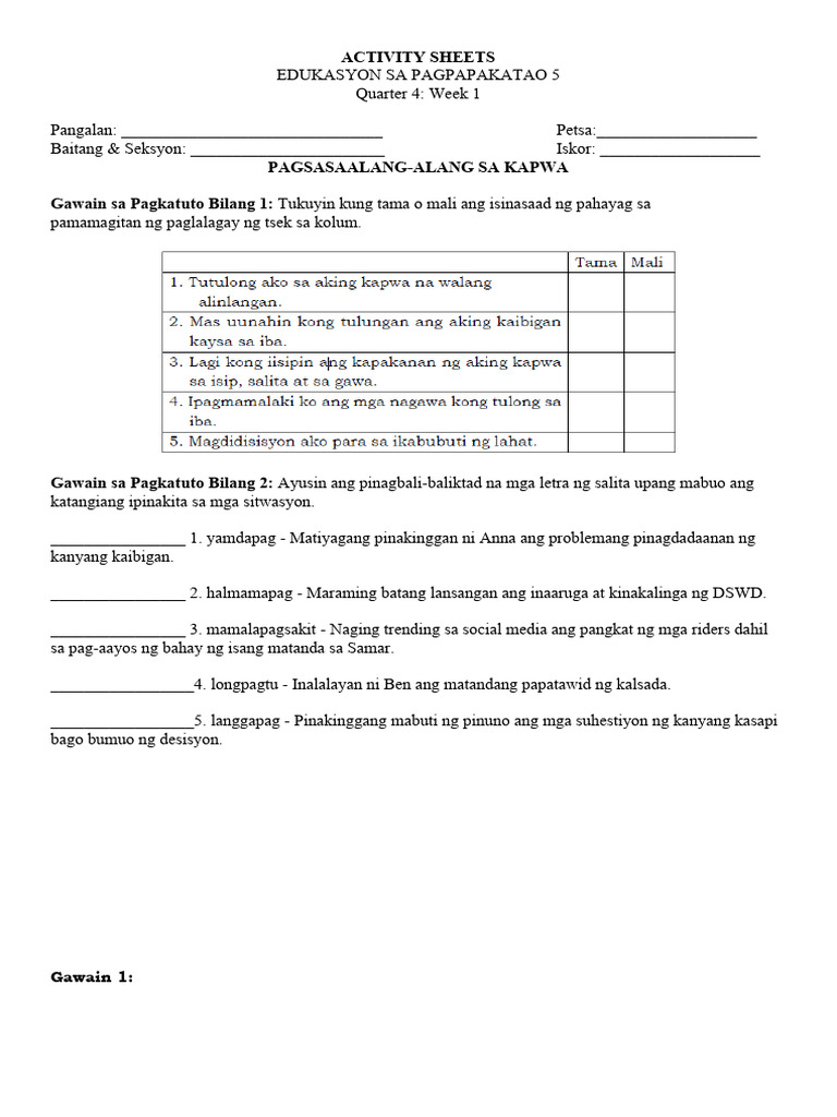 Esp 5 Activity Sheet Q4 W1 Pdf