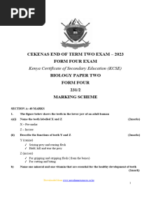 Biology Pp2 Marking Scheme CEKENAS Mocks 2023