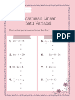 Persamaan Linear Satu Variable PLSV Dua Langkah Lembar Kerja Matematika