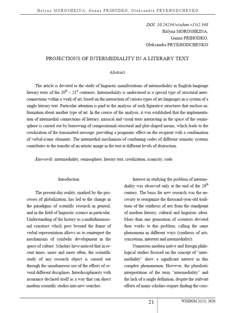 Intermediality in 20th-21st Century Literature | PDF | Information ...