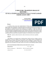 Analyse Du Discours, Tradition Orale Et Histoire - Et Si La Charte de Kurukan Fuga N'avait Jamais Existe Avant 1998 ?