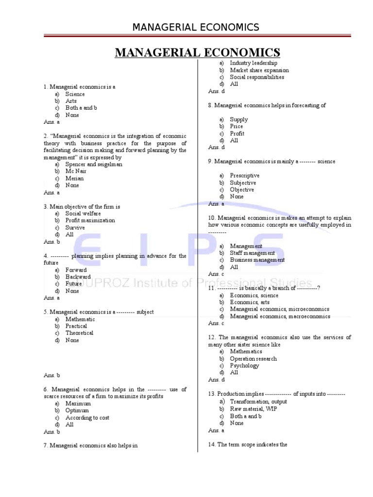 Key Concepts in Managerial Economics | PDF | Inflation | Economics