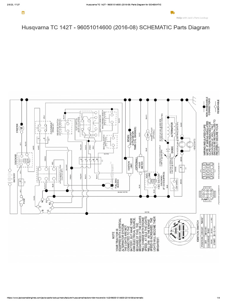 Husqvarna TC 142T - 96051014600 (2016-08) Parts Diagram For SCHEMATIC | PDF