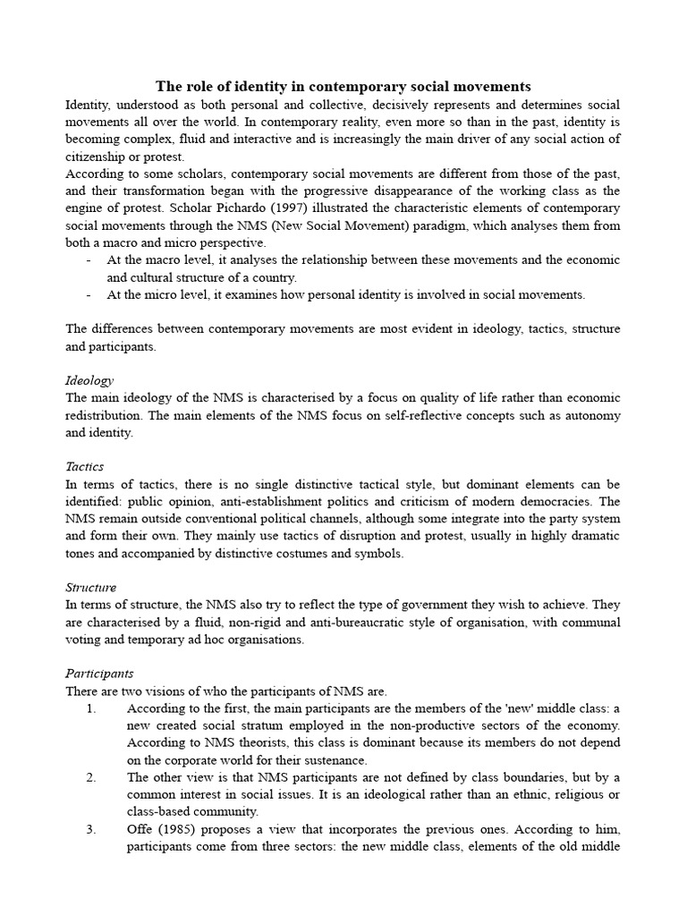 The Role of Identity in Contemporary Social Movements | PDF | Identity ...