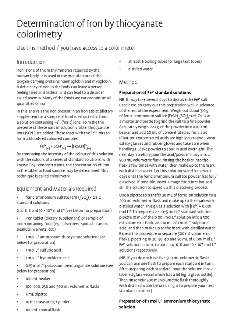 Iron Colorimeter | PDF | Iron | Absorbance
