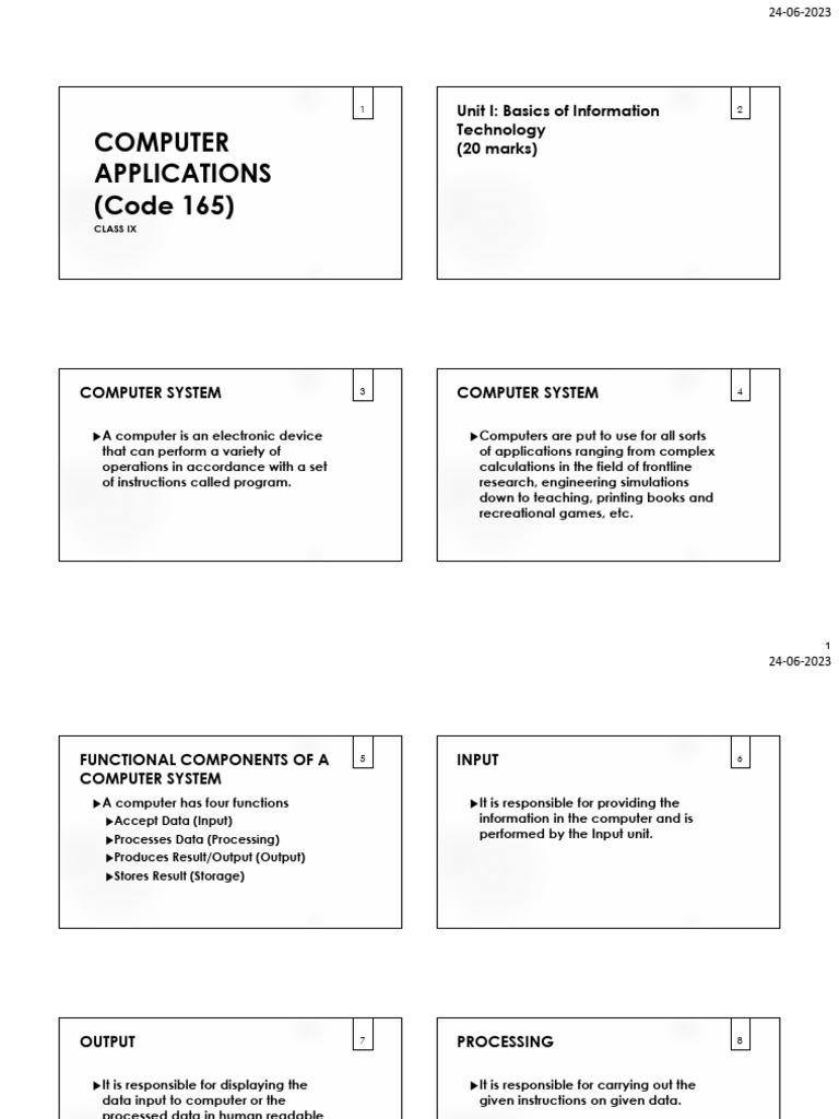 Computer Applications Basics for Class IX | PDF | Wireless | Computer ...