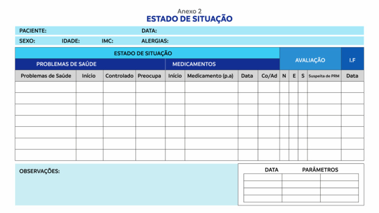 Formulário - Estado de Situação (Método Dáder) | PDF