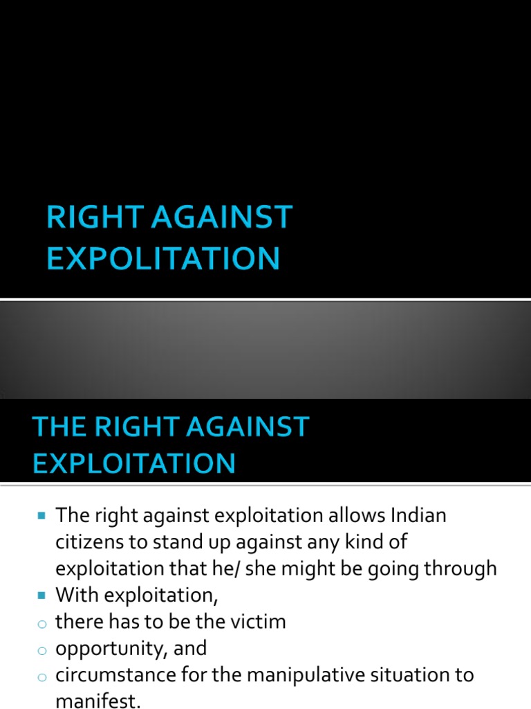 Right Against Exploitation Human Trafficking Sexual Slavery