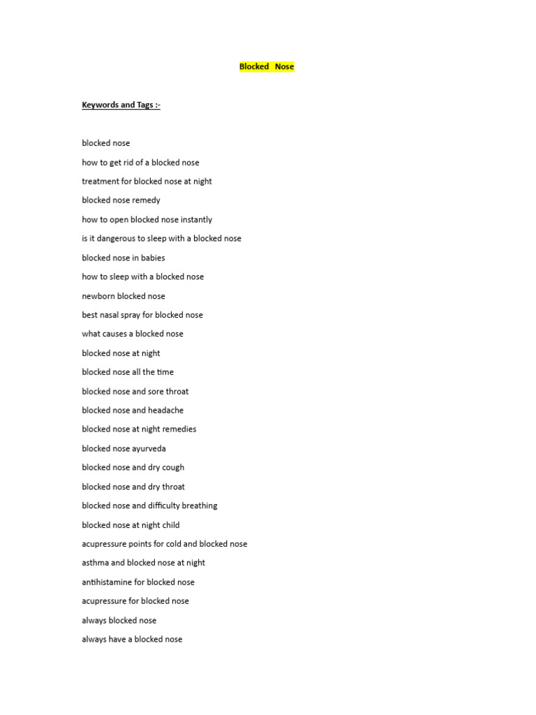 Blocked Nose Pdf Common Cold Clinical Medicine