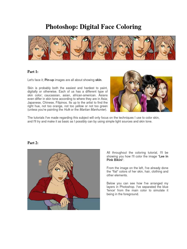 Digital Face Coloring | PDF | Image Editing | Adobe Photoshop