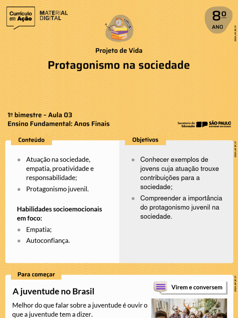 Projeto de Vida - Aula 3 | PDF | Juventude | Adolescência