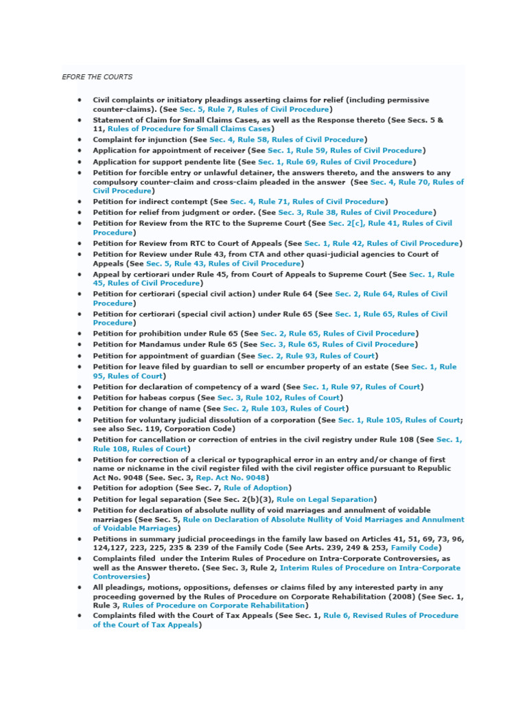 Overview of Civil Procedure Petitions | PDF | Annulment | Judiciaries
