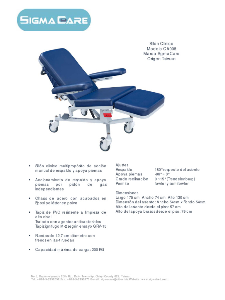 Sillón Clínico SigmaCare CA008 Taiwan | PDF | Vehículo de motor ...