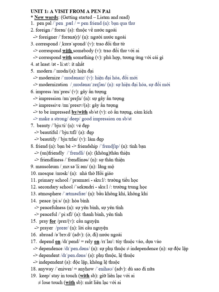 New Words - Unit 1+2 | PDF