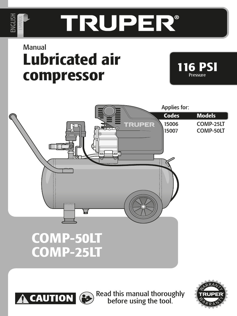 Air Compressor User Manual COMP-50LT | PDF | Fuse (Electrical) | Valve