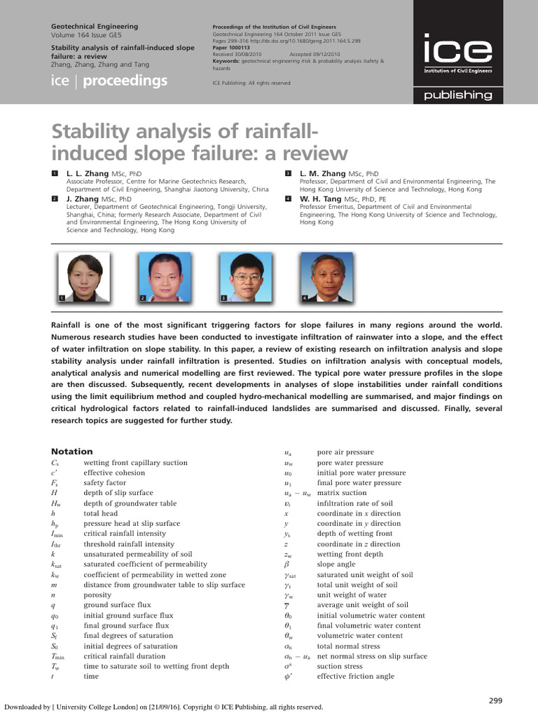 .2011 Stability Analysis of Rainfall Induced | PDF | Soil Mechanics ...