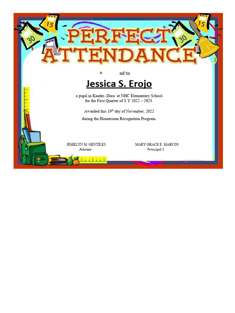 Certificate Perfect Attendance | PDF