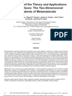 An Overview of The Theory and Applications of Metasurfaces The Two-Dimensional Equivalents of Metamaterials