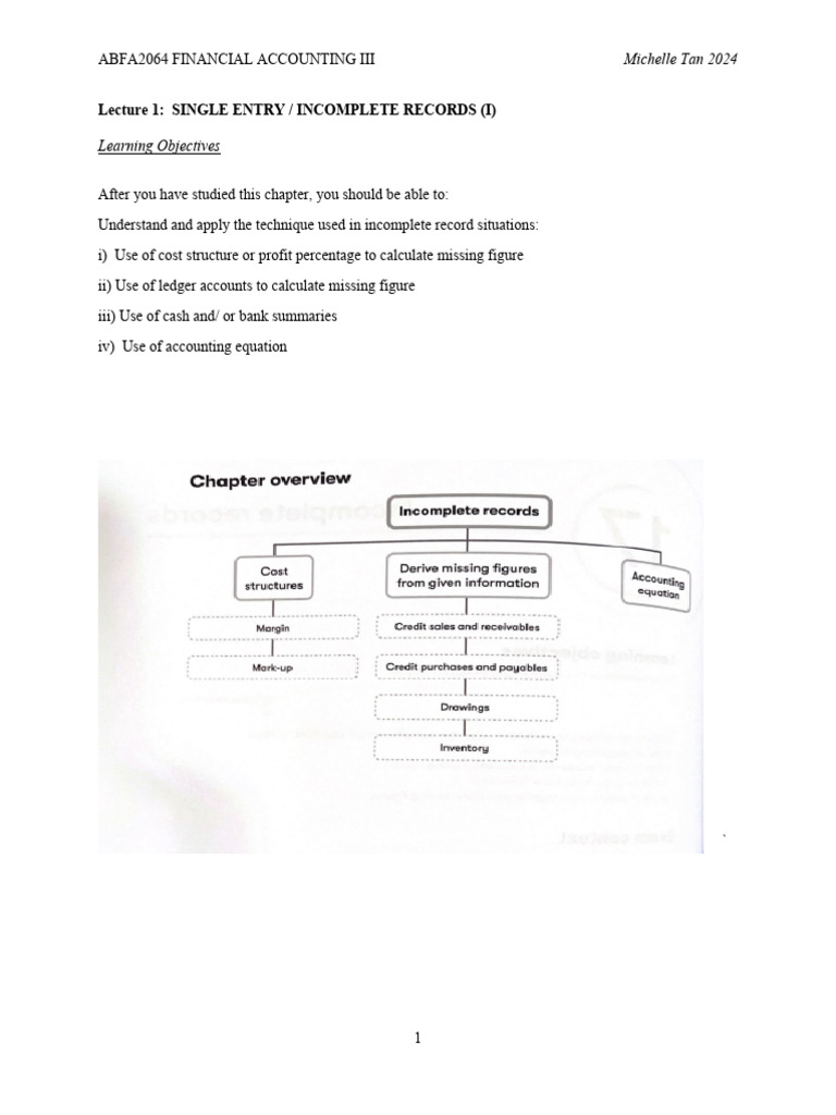 Financial Accounting III: Incomplete Records | PDF | Debits And Credits ...