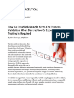 How To Establish Sample Sizes For Process Validation When Destructive Or...