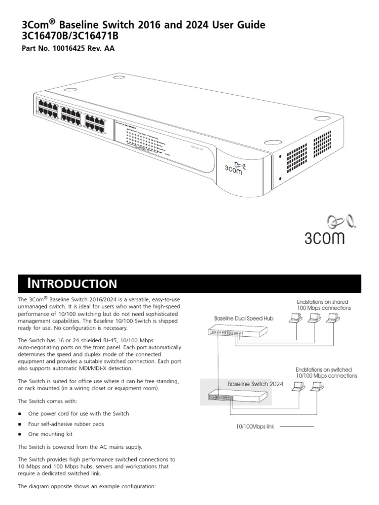 3com Baseline Switch 2016 2024 en | PDF | Ac Power Plugs And Sockets ...