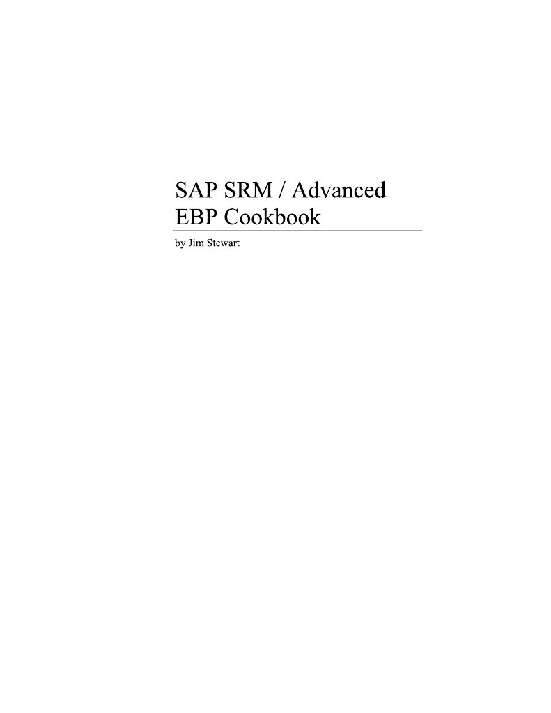 SAP SRM Advanced EBP Cookbook | PDF