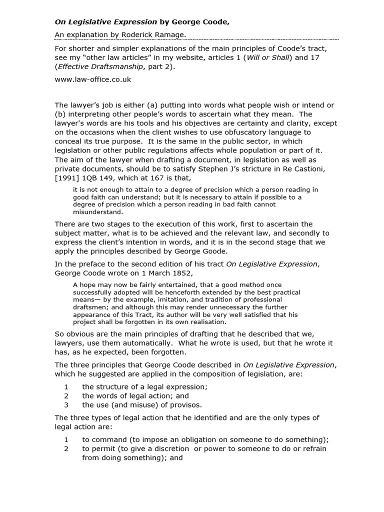 Principles of Legislative Expression Explained | PDF | Leasehold Estate ...