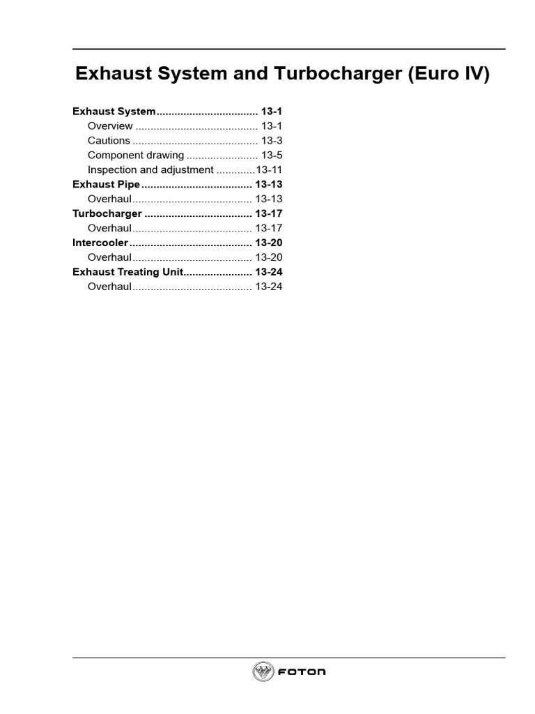 Euro IV Exhaust System & Turbocharger Guide | PDF | Engines | Turbocharger