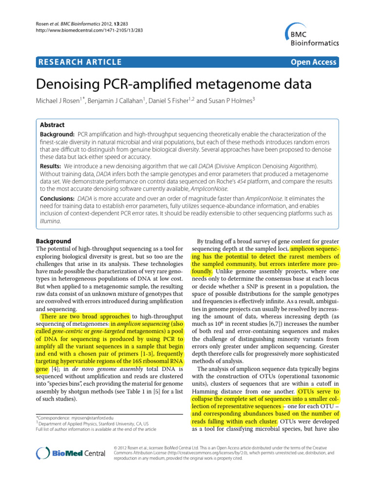 Rosen Et Al 2012 | PDF | Dna Sequencing | Cluster Analysis