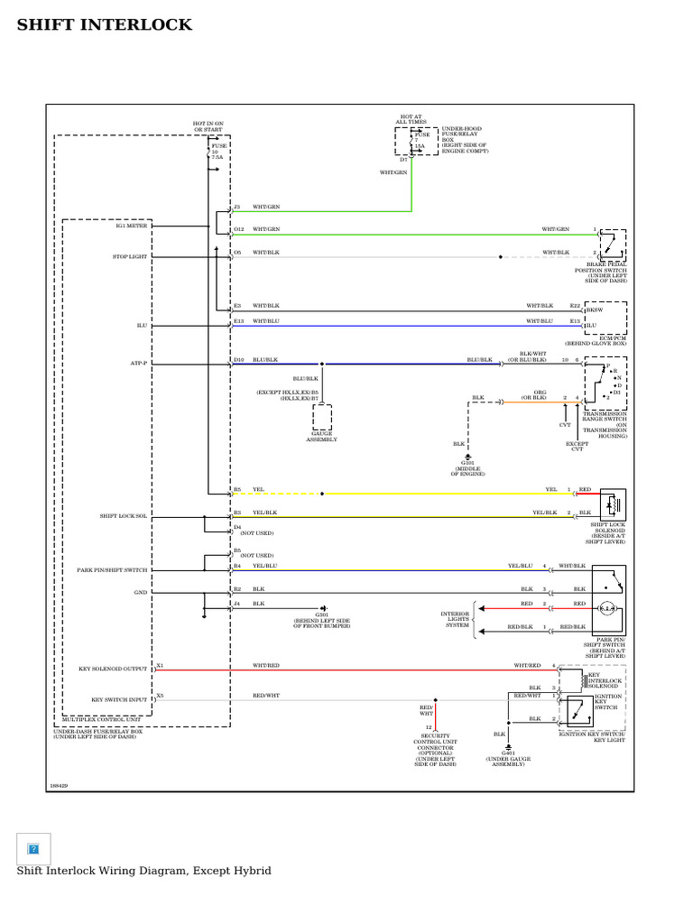 SHIFT INTERLOCK - Honda Civic Hybrid 2005 - SYSTEM WIRING DIAGRAMS