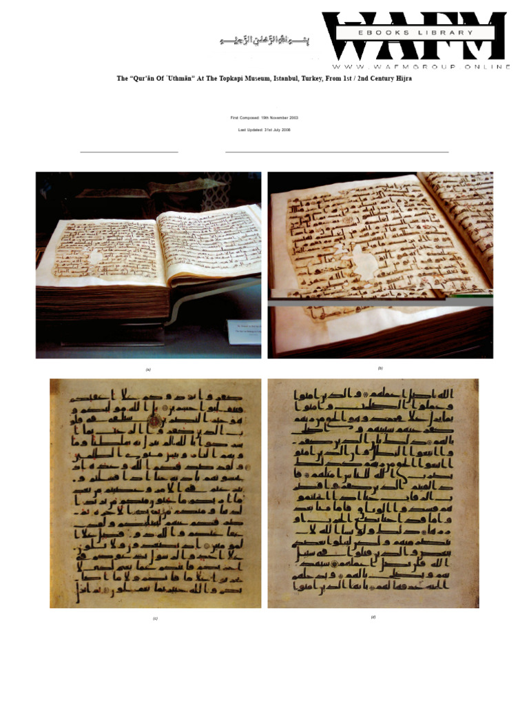 Uthmanic Manuscript at Topkapi Museum | PDF | Quran | Islam