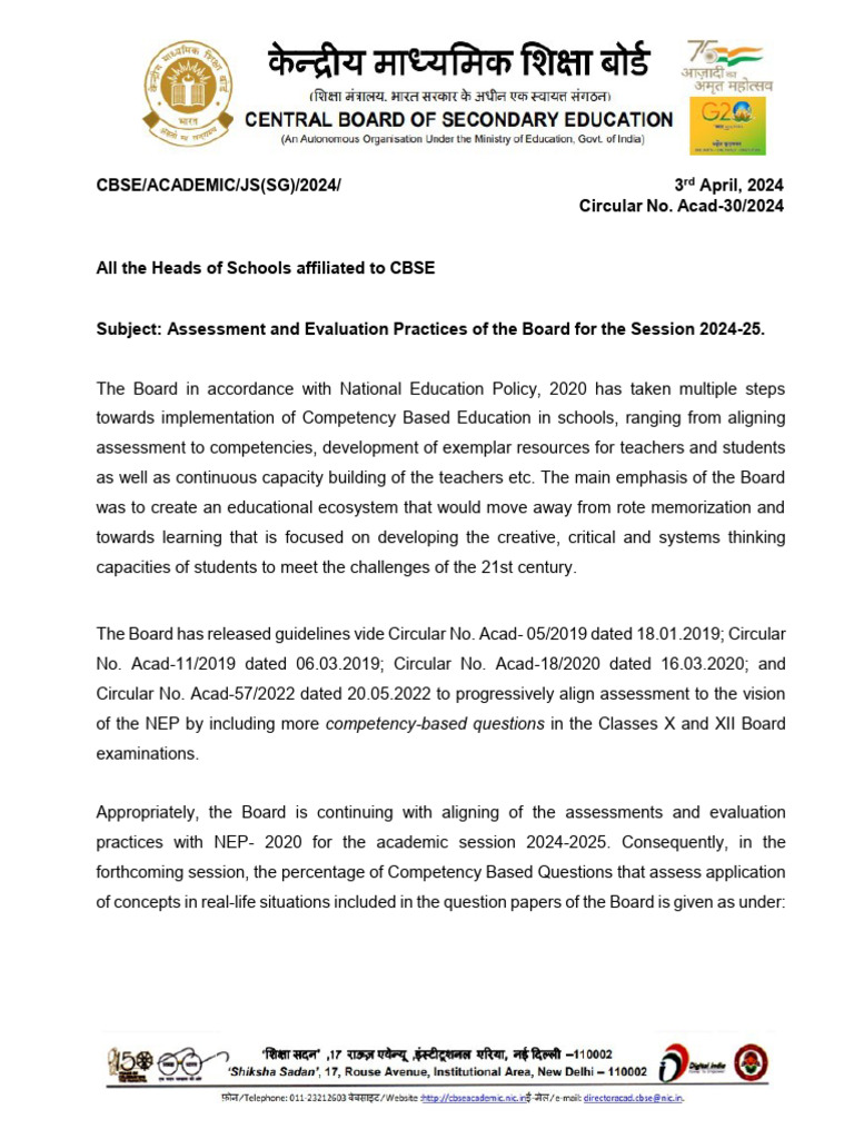 Latest Circular Cbse Class 12 | PDF | Multiple Choice