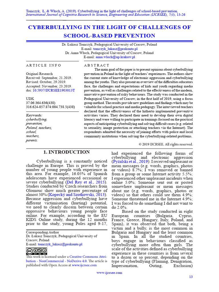 Cyberbullying Prevention in Schools | PDF | Cyberbullying | Educational ...