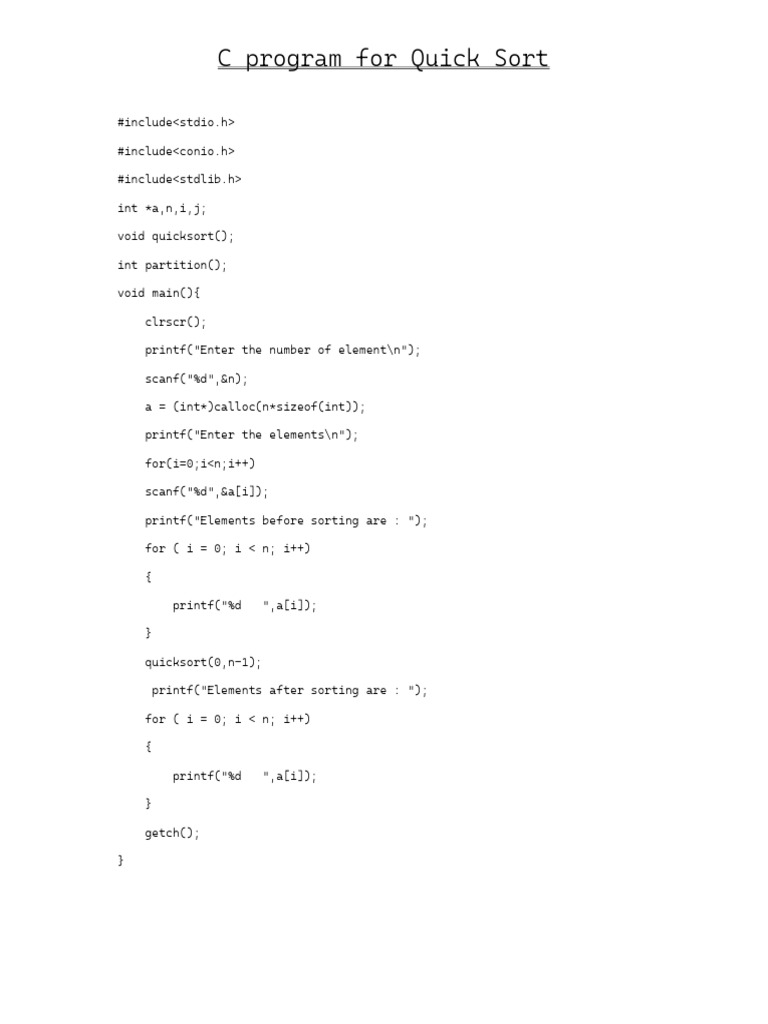QuickSort in C | PDF