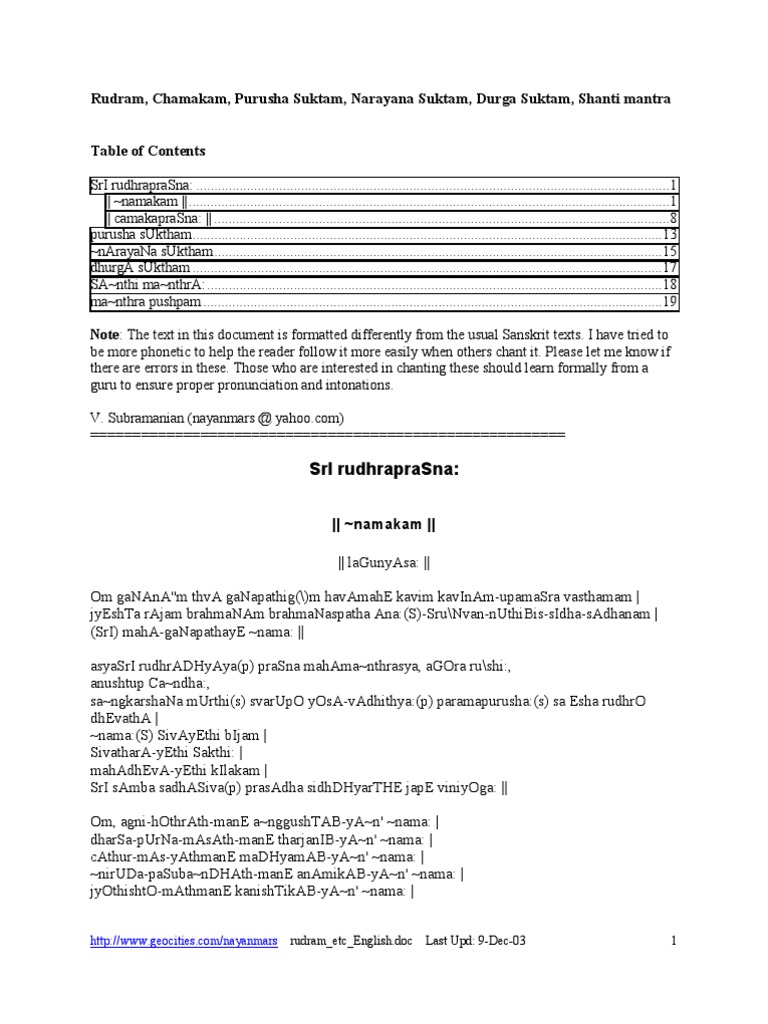Rudram and Related Mantras Guide | PDF