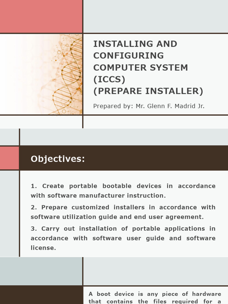Installing and configuring computer system iccs prepare installer