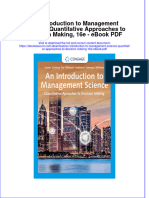 Full Download Book An Introduction To Management Science Quantitative Approaches To Decision Making 16E PDF