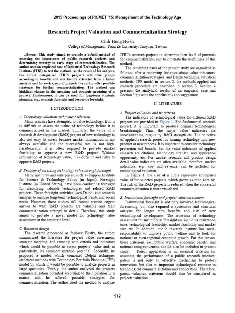 Research Project Valuation Strategies | PDF | Research And Development ...