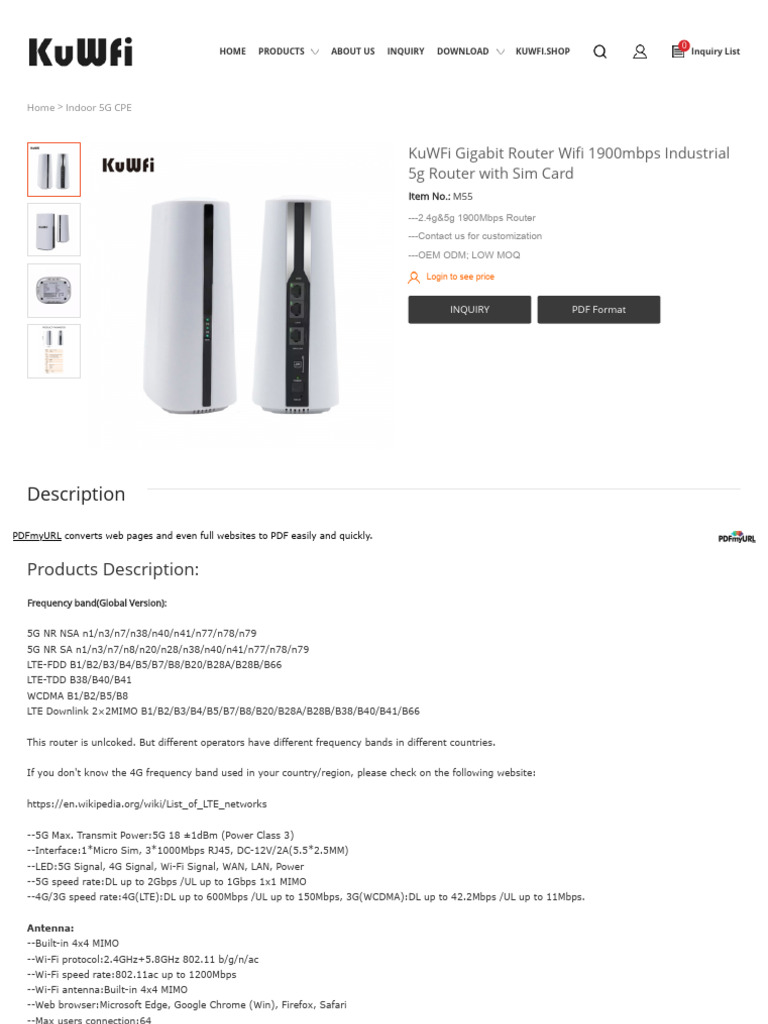 KuWFi 5G Wifi Router 1800Mbps MiFi Dual Band