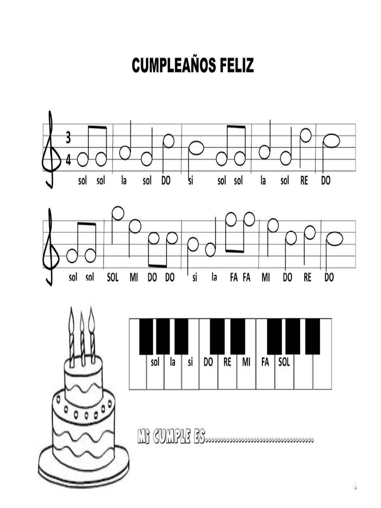 Partitura descargable de Cumpleaños Feliz en formato PDF con diseño profesional