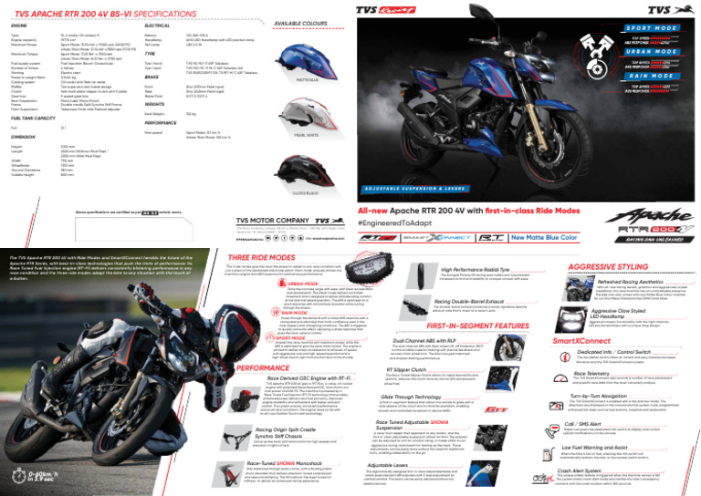 Apache RTR 200 Ride Modes Leaflet Rev1 | PDF | Anti Lock Braking System ...