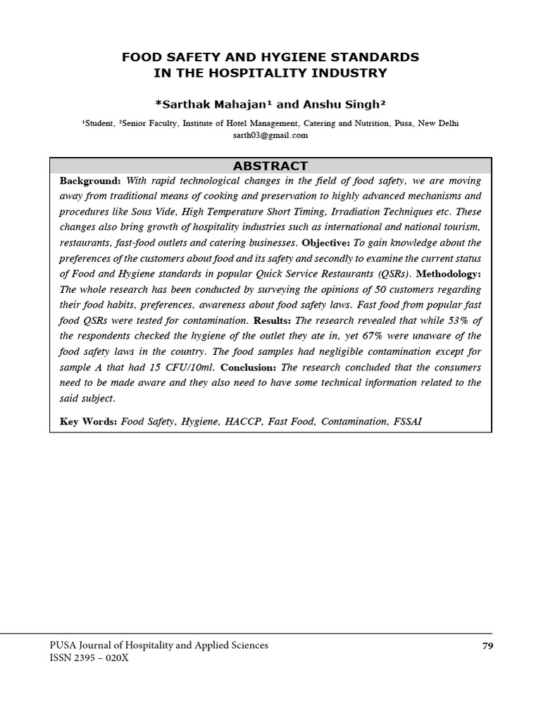 Food Hygiene Standards Pdf