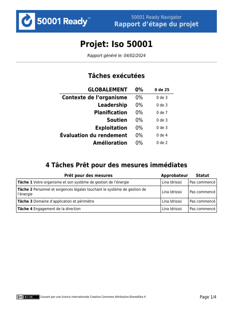 Rapport d'étape ISO 50001 | PDF