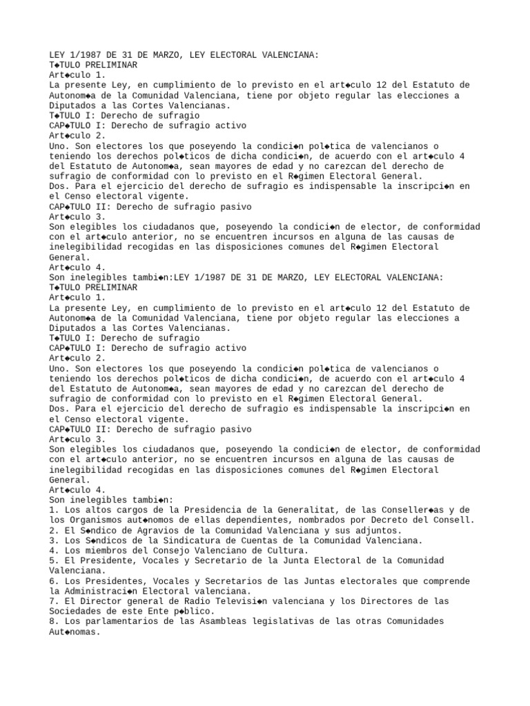 11987 Electoral Valenciana PDF Legislador Elecciones