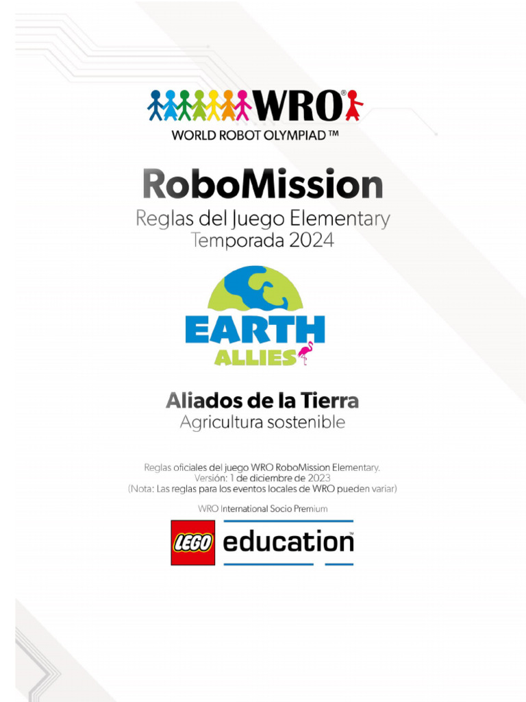 WRO 2024 Misiones Roboticas Elementary Reglas Generales | Descargar ...