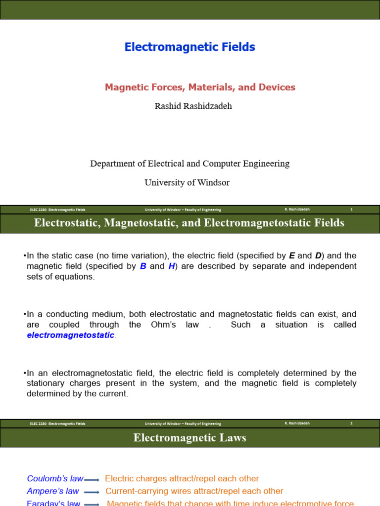 Electromagnetic Fields Overview | PDF | Magnetic Field | Force